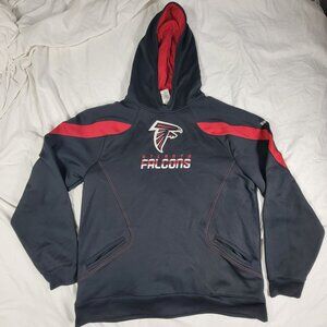 Reebok Atlanta Falcons Mens 2XL Black Red Hoodie Sweatshirt Pullover Winter Warm